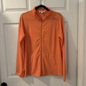 Aryeh Orange Ruffle Zip-Front Jacket